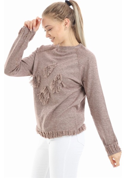 Kadın Yazı Detay Salaş Tunik Beige 21-1171