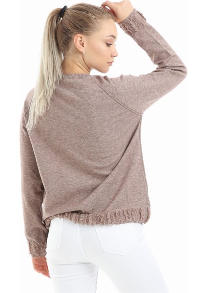 Kadın Yazı Detay Salaş Tunik Beige 21-1171