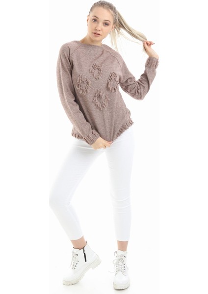 Kadın Yazı Detay Salaş Tunik Beige 21-1171