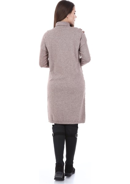 Kadın Pul Payet Detay Tunik Beige 21-1332