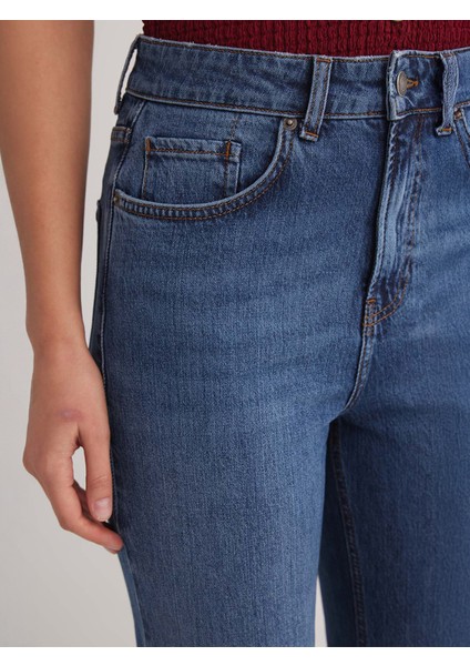 Milan 298 Yüksek Bel Mavi İspanyol Flare Bootcut Jeans Kadın
