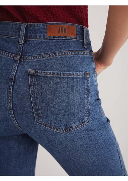 Milan 298 Yüksek Bel Mavi İspanyol Flare Bootcut Jeans Kadın