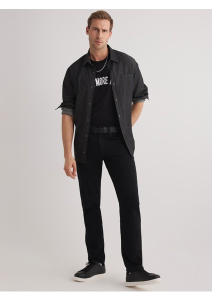 Alex 96 Normal Bel Siyah Tapared Slim Jeans Erkek