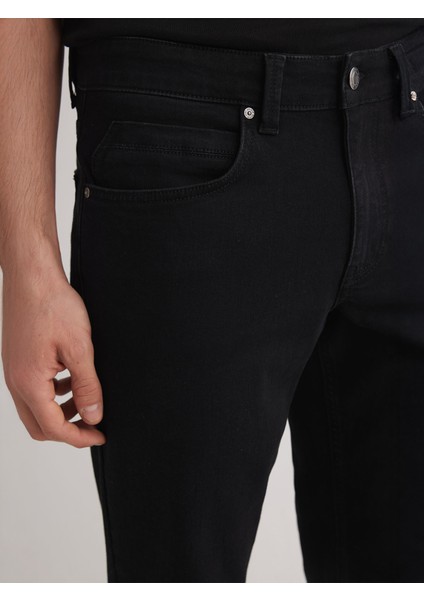 Alex 96 Normal Bel Siyah Tapared Slim Jeans Erkek
