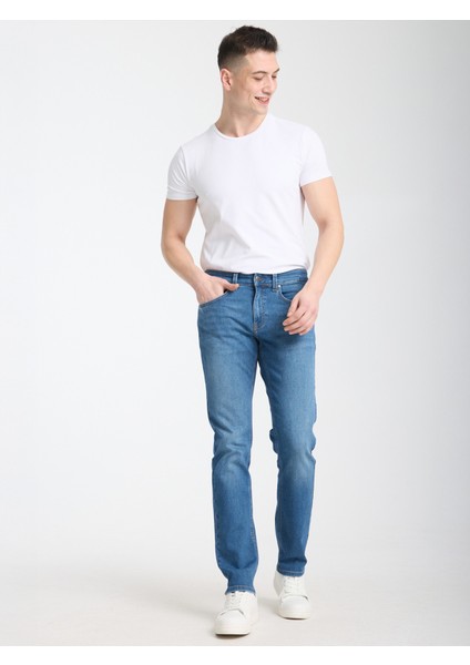 Alex 126 Normal Bel Mavi Tapared Slim Jeans Erkek