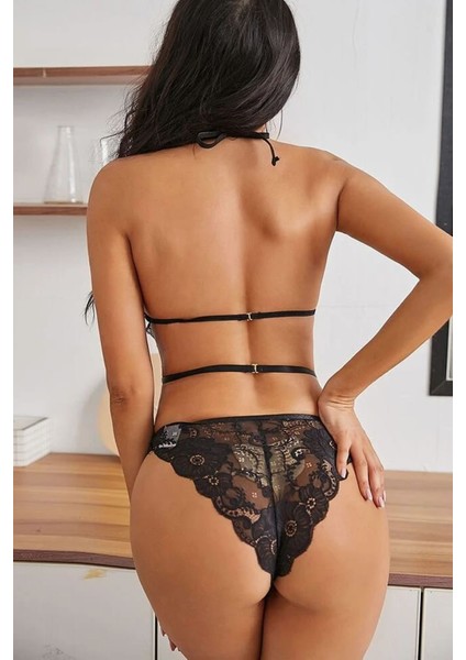Kadın Siyah Dantel Çapraz Ipli Bralet Sütyen Takım fiyatları