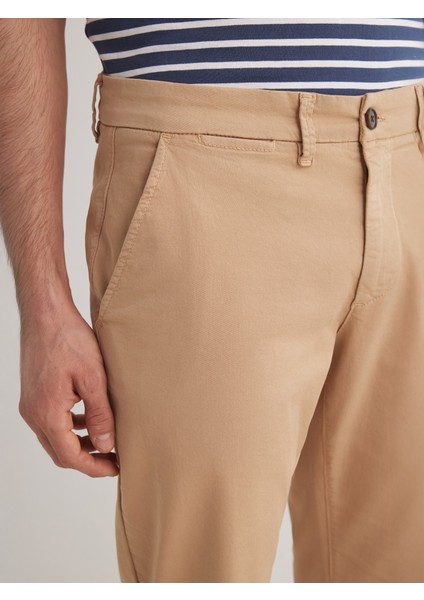 Lucas 4242 Erkek Rahat Kalıp Bej Chino Pantolon Likralı