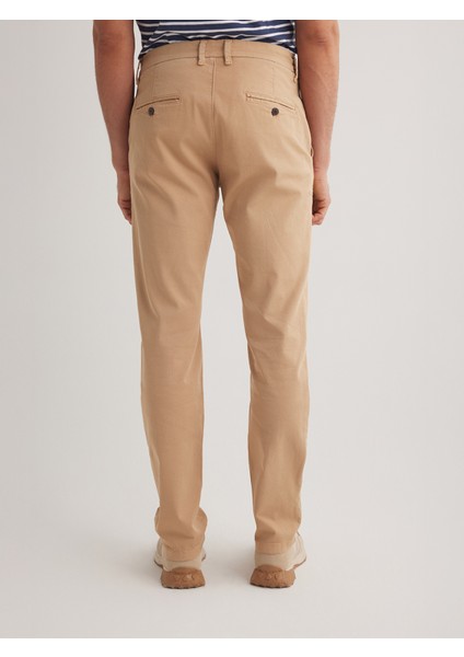 Lucas 4242 Erkek Rahat Kalıp Bej Chino Pantolon Likralı