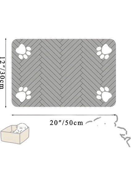 Pet Besleme Mat-Absorban Yiyecek ve Su Kasesi Için Pet Placemat, Su Geçirmez Kauçuk Desteği Ile, Köpek Kedi Rengi Için Hızlı Kuru Su Mat: Gri 30X50CM (Yurt Dışından)