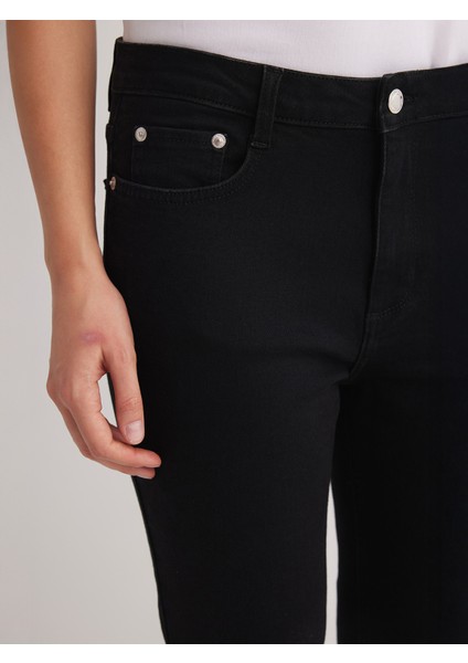 Julia 96 Normal Bel Siyah Crop Flare Jeans Kadın