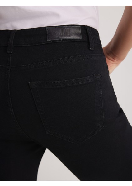 Julia 96 Normal Bel Siyah Crop Flare Jeans Kadın