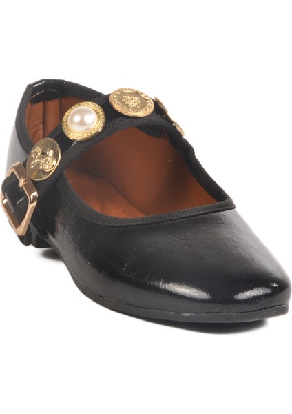 Siyah Hafif Ince Taban Kemerli Kadın Babet B-40 Z modelleri