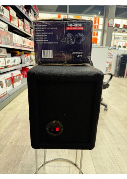 Ms-Neo8 Yer Kaplamaz L Port Kabinli 1000WAT 300W Rms 20 cm Subwoofer Minik Dev Bas