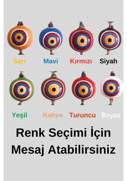 Seramik Küre Duvar Süsü Nazar Boncuğu Desenli Makrome ve Tahta Boncuk Süslemeli Ev Ofis Dekoru
