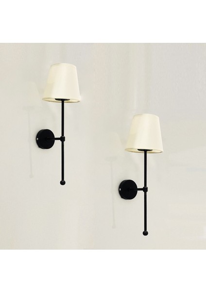 Modern Siyah Metal 2'li Pilli Aplik, E14 Duy, Şık ve Zarif Tasarım