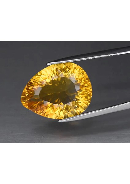 15.27 ct 19X15 mm Vvs Pear Concave Natural Yellow Citrine, Brazil