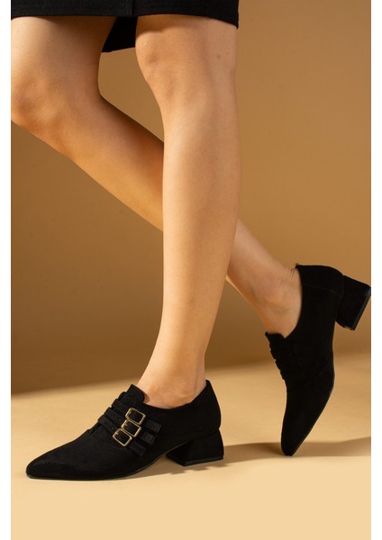 Sivri Burunlu 3 Tokalı Topuklu Kadın Ayakkabı 53-500-24SÜET fiyatları