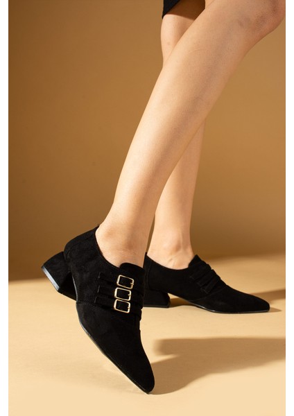 Sivri Burunlu 3 Tokalı Topuklu Kadın Ayakkabı 53-500-24SÜET modelleri