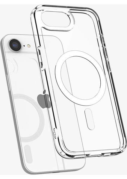 iPhone 16E Kılıf Crystal Hybrid Magfit Magsafe Özellikli Clear White - ACS09128