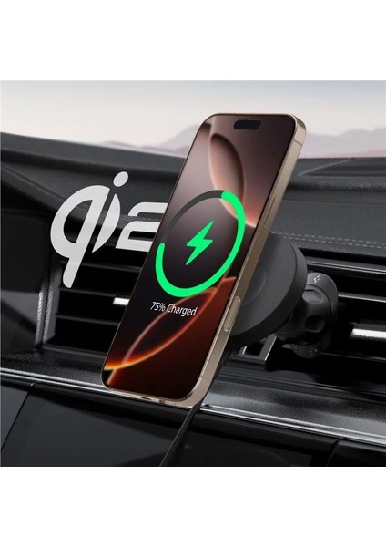 Magfit Air Vent Araç Içi Telefon Tutucu + Manyetik Kablosuz Şarj Cihazı iPhone Için Magsafe Özellikli Onetap Pro4 ITQ12W - ACP08542