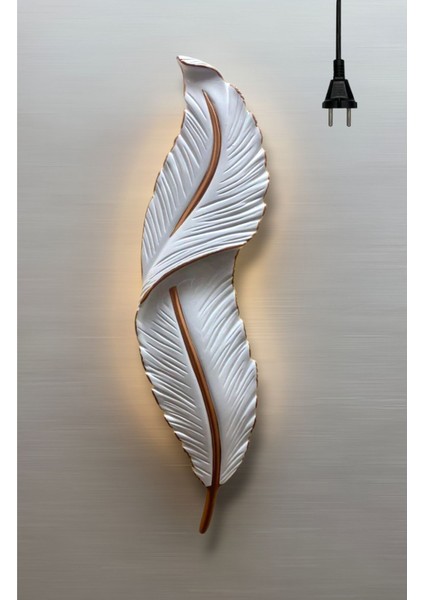 Tüy Aplik Ledli Kablolu Dekoratif Duvar Aydınlatma 60 x 16 cm