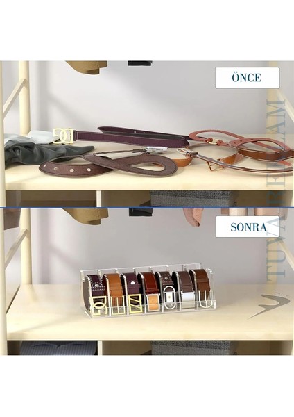 Tuva Reklam Pleksi Dolap Içi 7 Bölmeli Kemer Organizer Düzenleyici (Çoklu Transparan Renk Seçeneği fırsatları