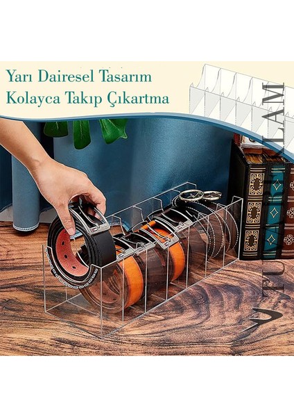Tuva Reklam Pleksi Dolap Içi 7 Bölmeli Kemer Organizer Düzenleyici (Çoklu Transparan Renk Seçeneği indirimleri