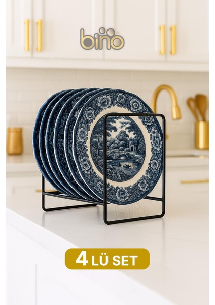 4 Adet Dolap Içi Düzenleyici Metal Tabaklık Bulaşıklık Organizer Mutfak Dolabı Raf Organizeri Siyah