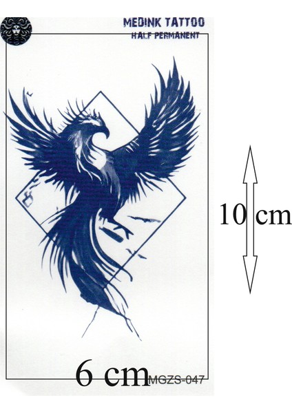 1 Aylık Gerçekci Anka Kuşu Dövme Geçici Tattoo Yapıştırma Etiket