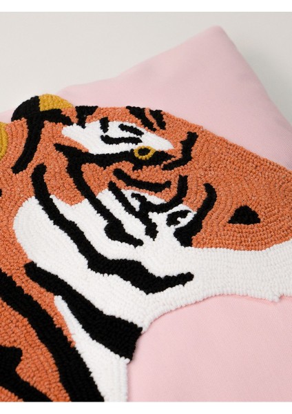 TIGER QUEEN - Kaplan Punch Tiger Kırlent Yastık Kılıfı-Pembe fırsatları
