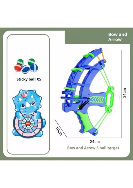Montessori Spor Slingshot Hedef Yapışkan Top Dart Basketbol Masa Oyunları Eğitim Çocuk Açık Hava Oyun Oyuncak Renk: Blue Triceratops (Yurt Dışından)