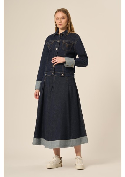 Kadın Kot Etekli Takım Mavi 31127