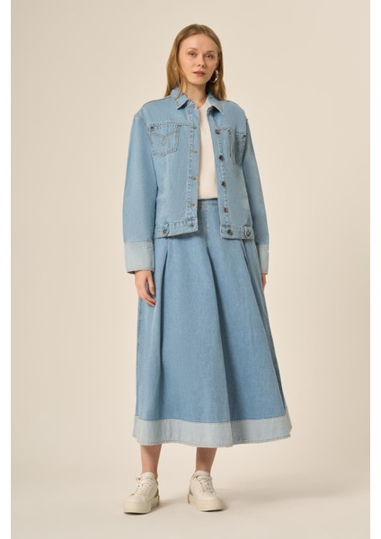 Kadın Kot Etekli Takım BUZ MAVİ 31127