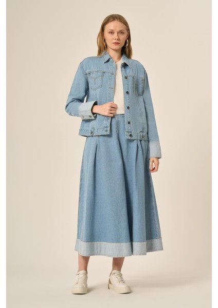 Kadın Kot Etekli Takım BUZ MAVİ 31127