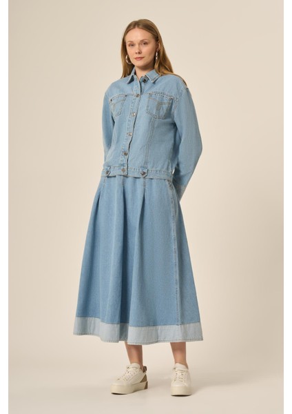 Kadın Kot Etekli Takım BUZ MAVİ 31127