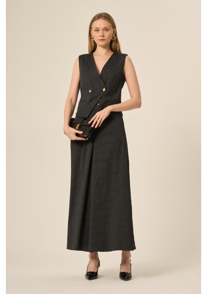 Kadın Yelek Etek Çizgili Takım Siyah 31147 fiyatları
