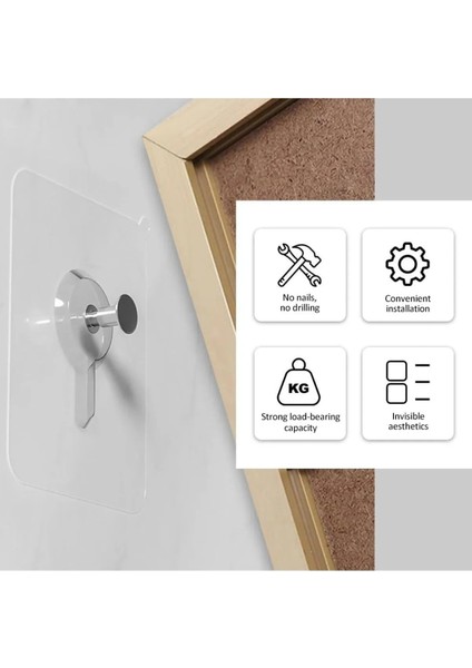 Mithra Life 5 Adet Şeffaf Yapışkanlı Duvar Tablo Çerçeve Vida Çivisi Askısı MIT1195