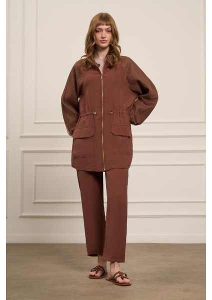 Kadın File Detaylı Takım Bakır 30709