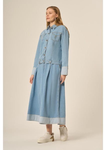 Kadın Kot Etekli Takım BUZ MAVİ 31127 fırsatları