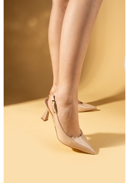 Sivri Burun Yandan Tokalı Arkası Açık Kadeh Topuklu Kadın Ayakkabı 009-2525-25RUGAN fiyatları