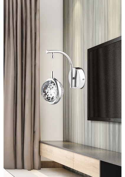 Modern Krom 3 Renkli 5W LED Aplik, Metal, Bej, Salon ve Koridor İçin Tasarım