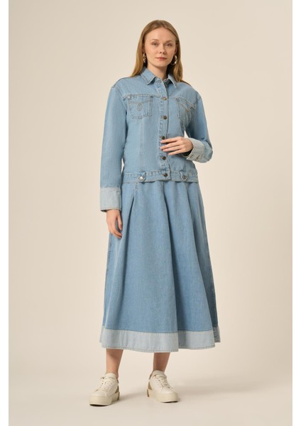 Kadın Kot Etekli Takım BUZ MAVİ 31127 indirimleri