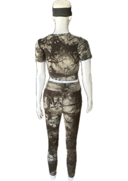 Batik Desenli Sporcu Yeşil Crop Tayt Takım fırsatları