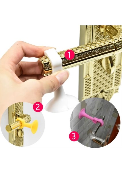 Renkli Vantuzlu Geçmeli Kapı Kolu Stoper 4lü Set