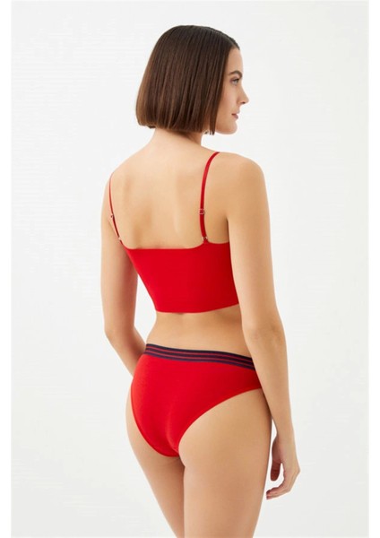 Kırmızı Renk Spor Kesim %90 Pamuklu Kadın Bikini Külot fiyatları
