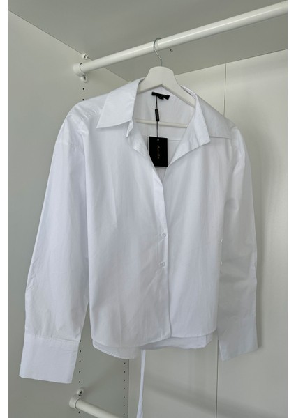 Kruvaze Bağlamalı Orijinal Polin Bluz- Beyaz