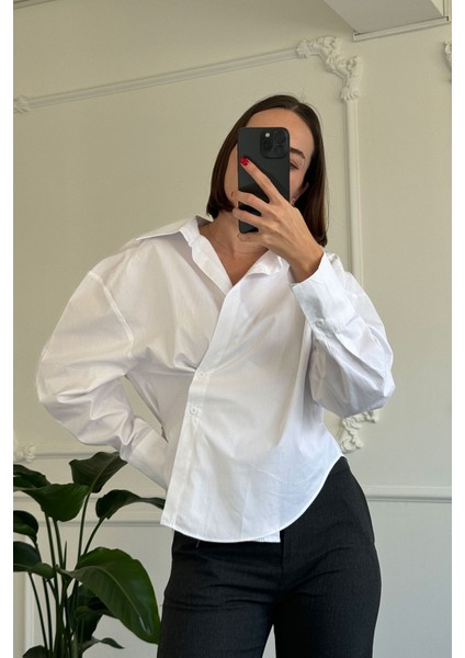 Kruvaze Bağlamalı Orijinal Polin Bluz- Beyaz modelleri