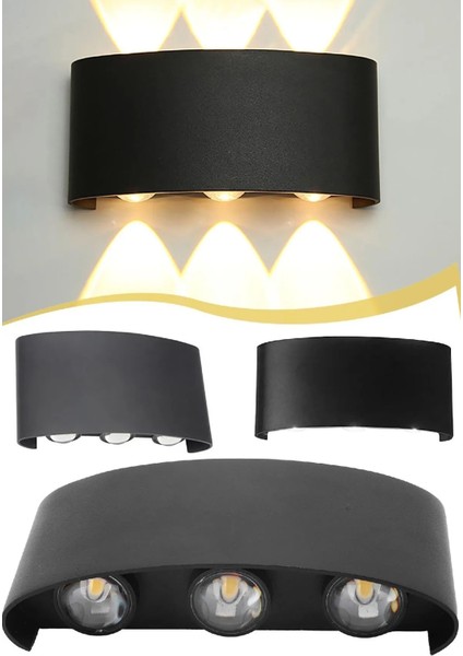 Modern çift yönlü LED duvar lambası, şık tasarım, çok amaçlı kullanıma uygun, metal, siyah fiyatları