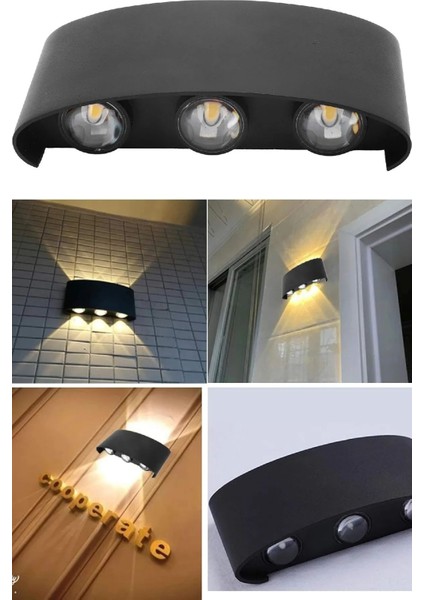 Modern çift yönlü LED duvar lambası, şık tasarım, çok amaçlı kullanıma uygun, metal, siyah modelleri