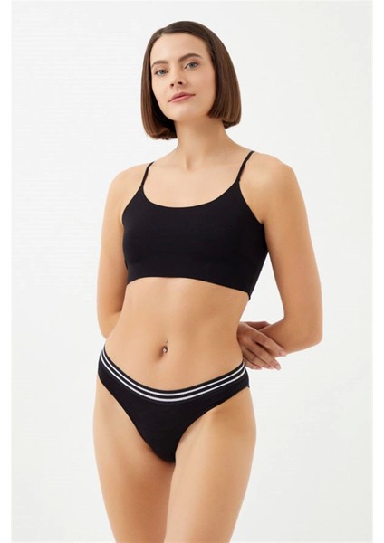 Siyah Renk Spor Kesim %90 Pamuklu Kadın Bikini Külot